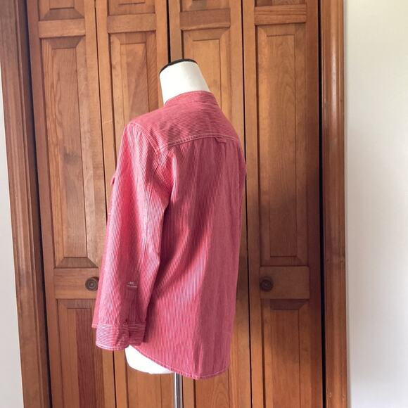 American Eagle Outfitters Red Striped 3/4 Sleeve Buttondown Shirt, Size L - Picture 4 of 7